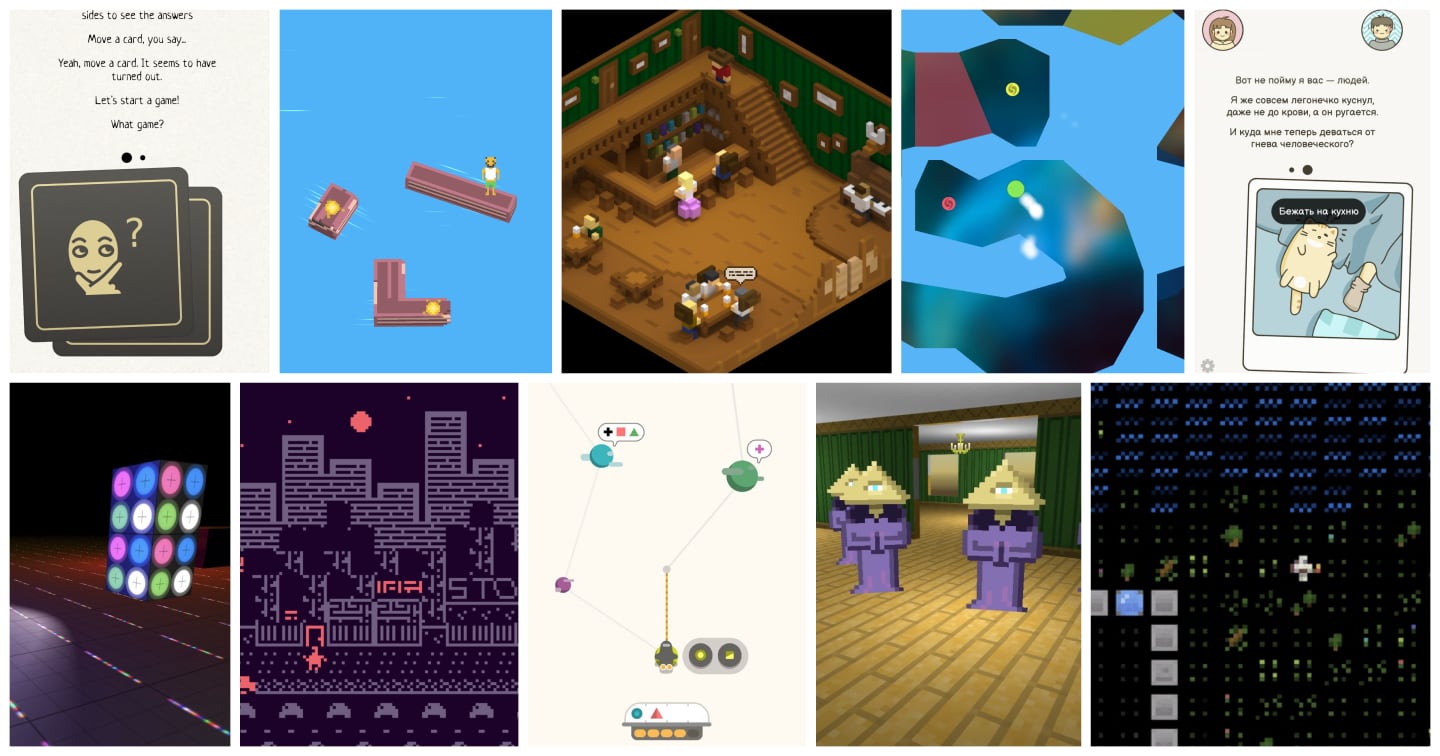 Screenshots of prototypes and game jam entities